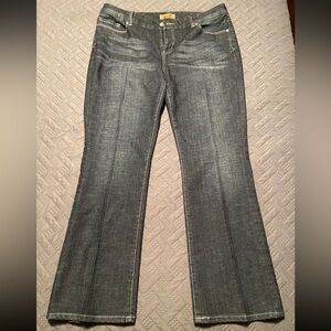 Seven7 Jeans Women Size 20 Dark Denim Flared  Embroidered Pocket Cotton Blend